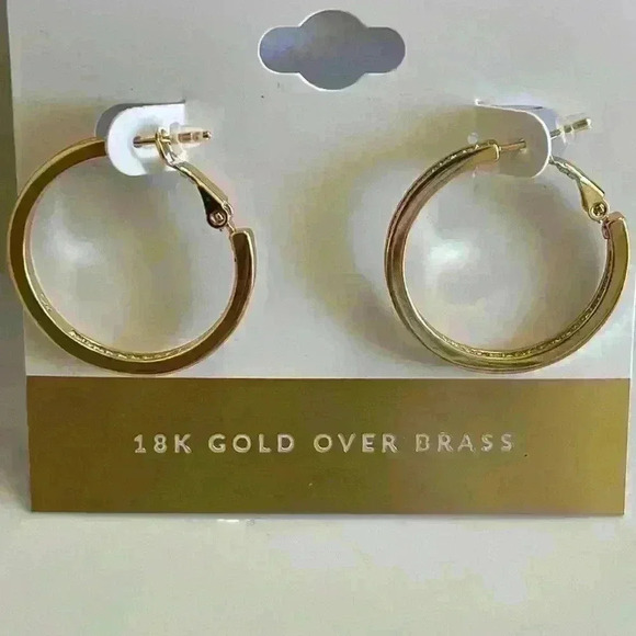 And Now This Medium Crystal Inside Out Medium Hoop In Gold Plate Earrings New - Picture 2 of 10